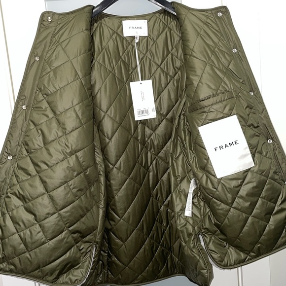 NWT💚 FRAME Oversized Quilted Army Liner Jacket. Size XS. Color:Multi - Picture 9 of 13